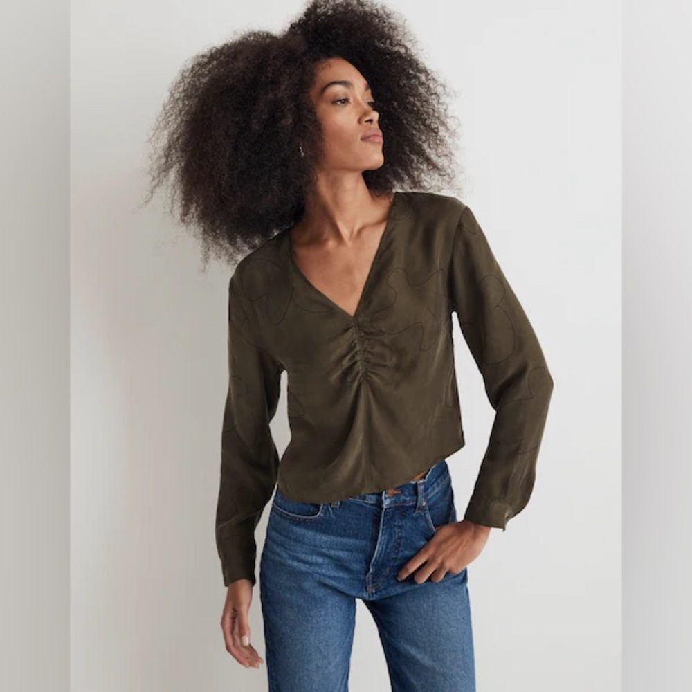 Madewell Brushed Ruched Front Top 00 NWT